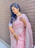 Organza Saree With Intricate Floral Embroidery