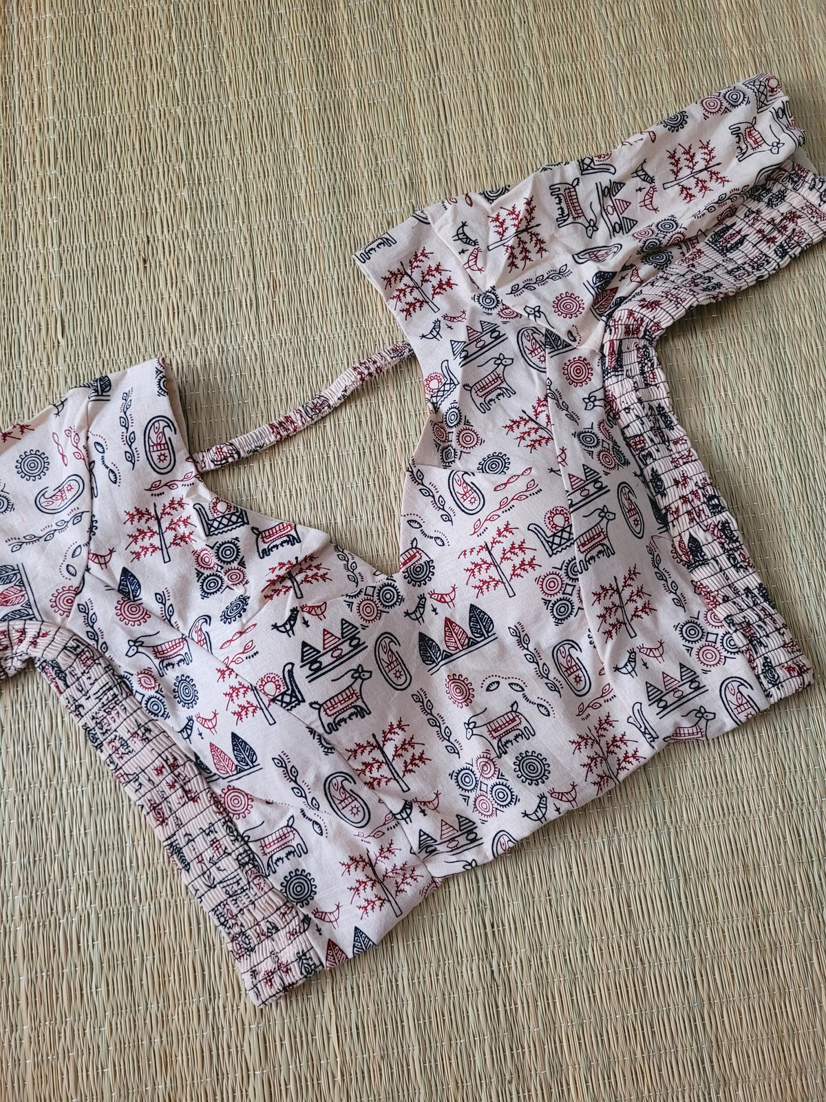 Stretchable Cotton Block Printed Blouse