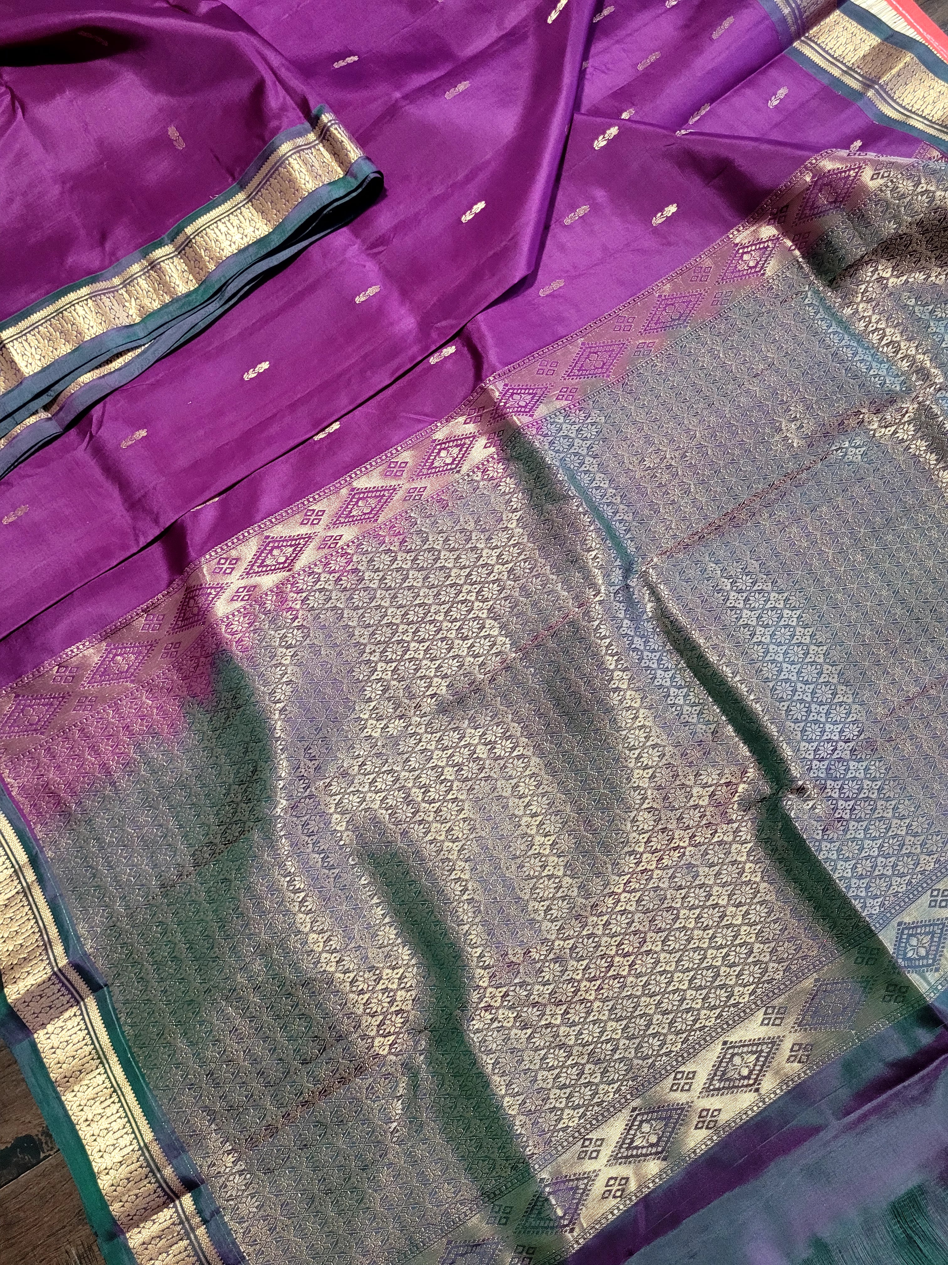Purple Kanchipuram Handloom Silk Saree