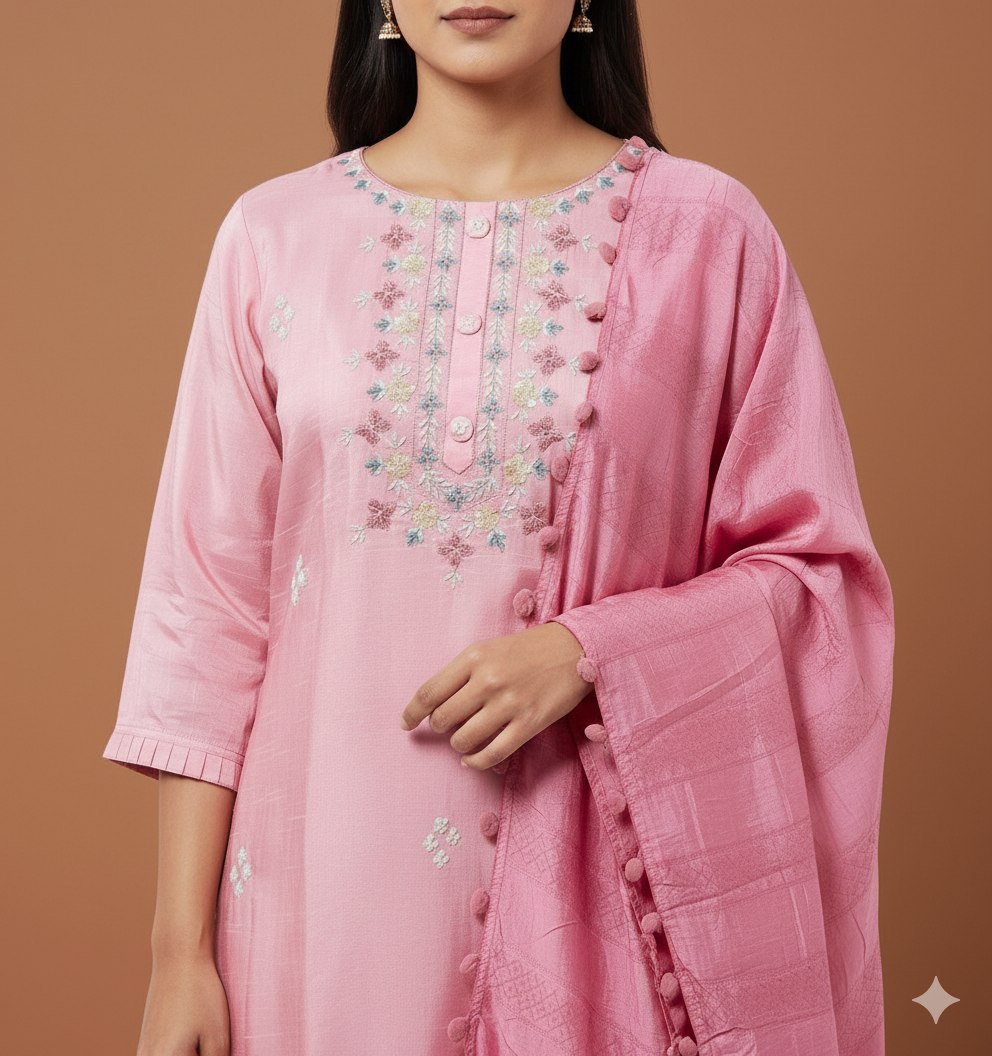 Salwar Suit With Silk Dupatta
