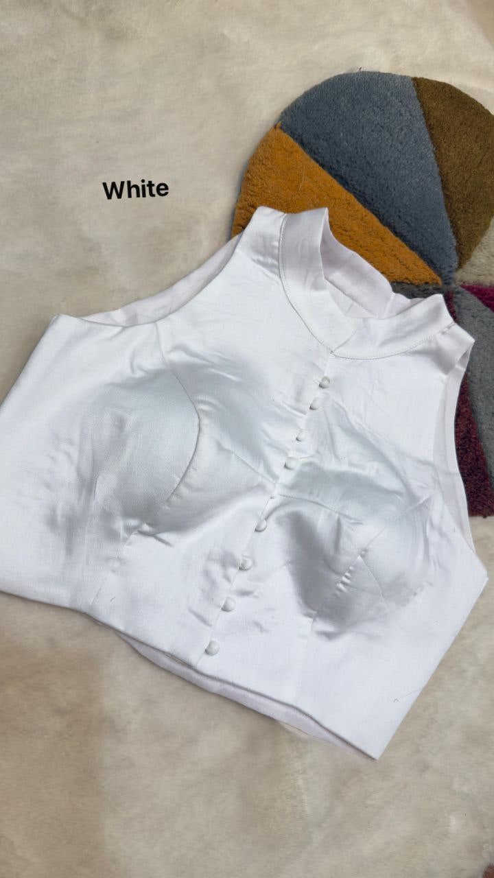 Cotton Silk High Neck Blouse