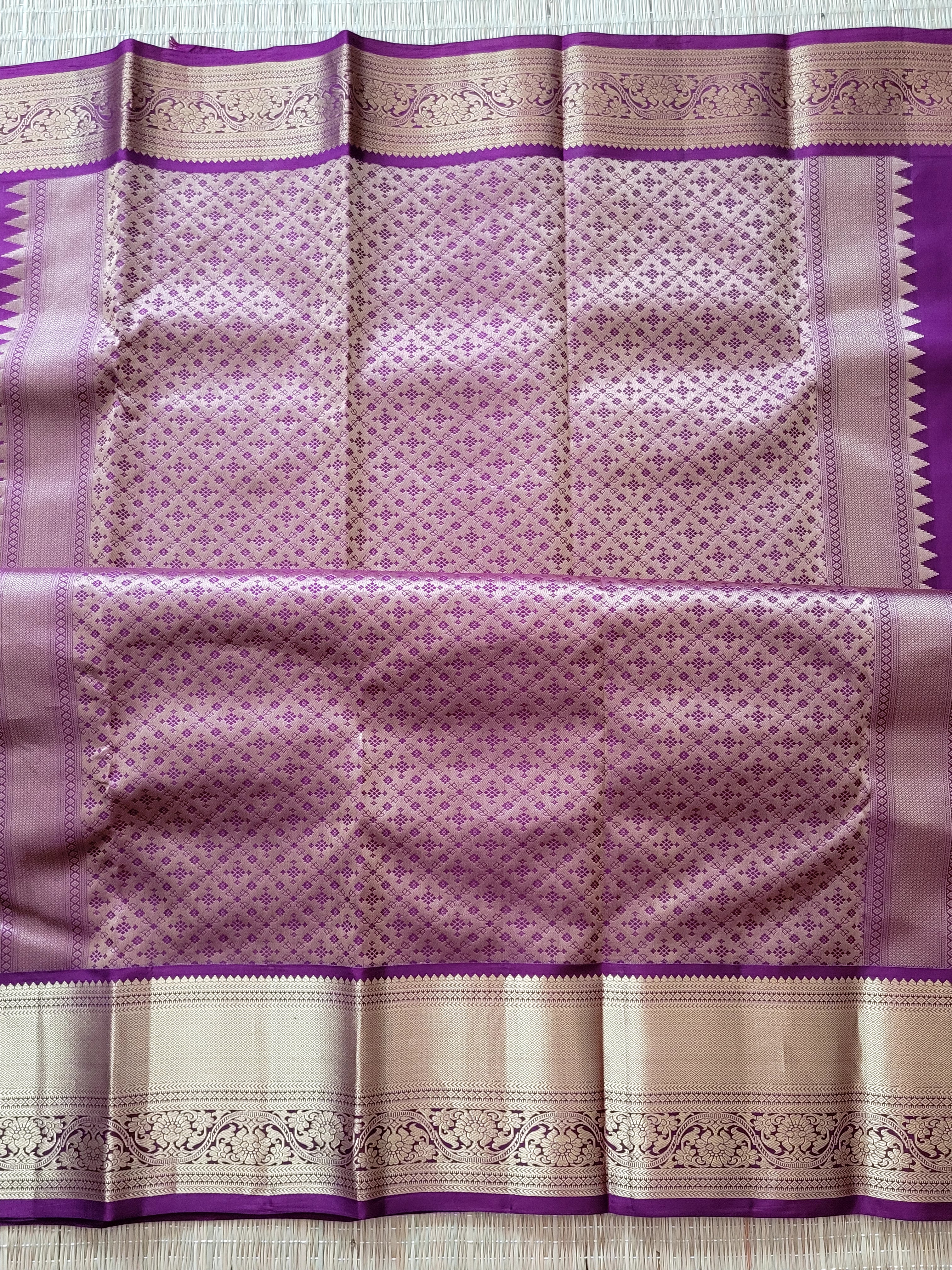 Rose gold Korvai Kanchipuram Handloom Silk Saree