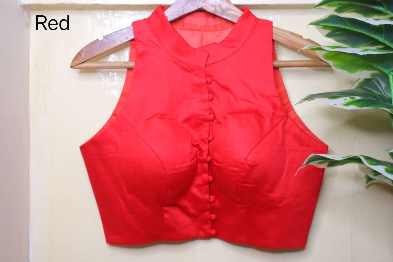 Cotton Silk High Neck Blouse