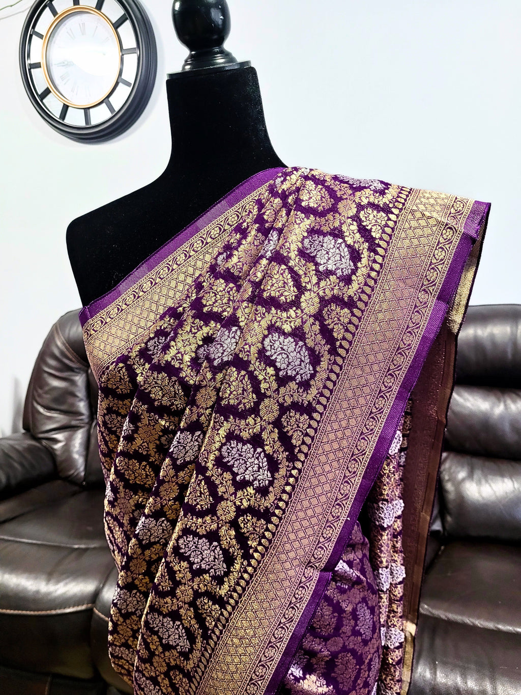 Premium Khadi Banaras Georgette Saree