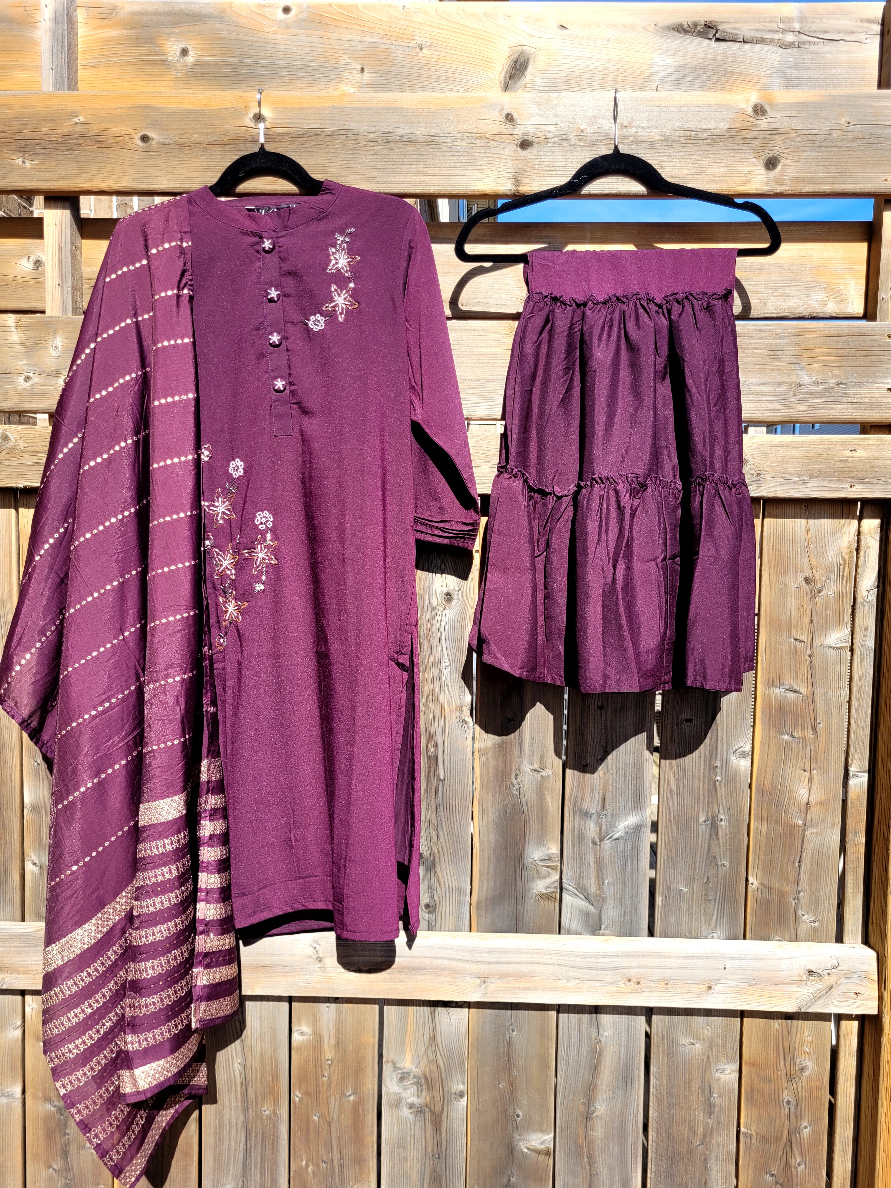 Muslin Sharara Salwar With Embroidery
