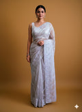 Organza Sequins Embroidery Saree