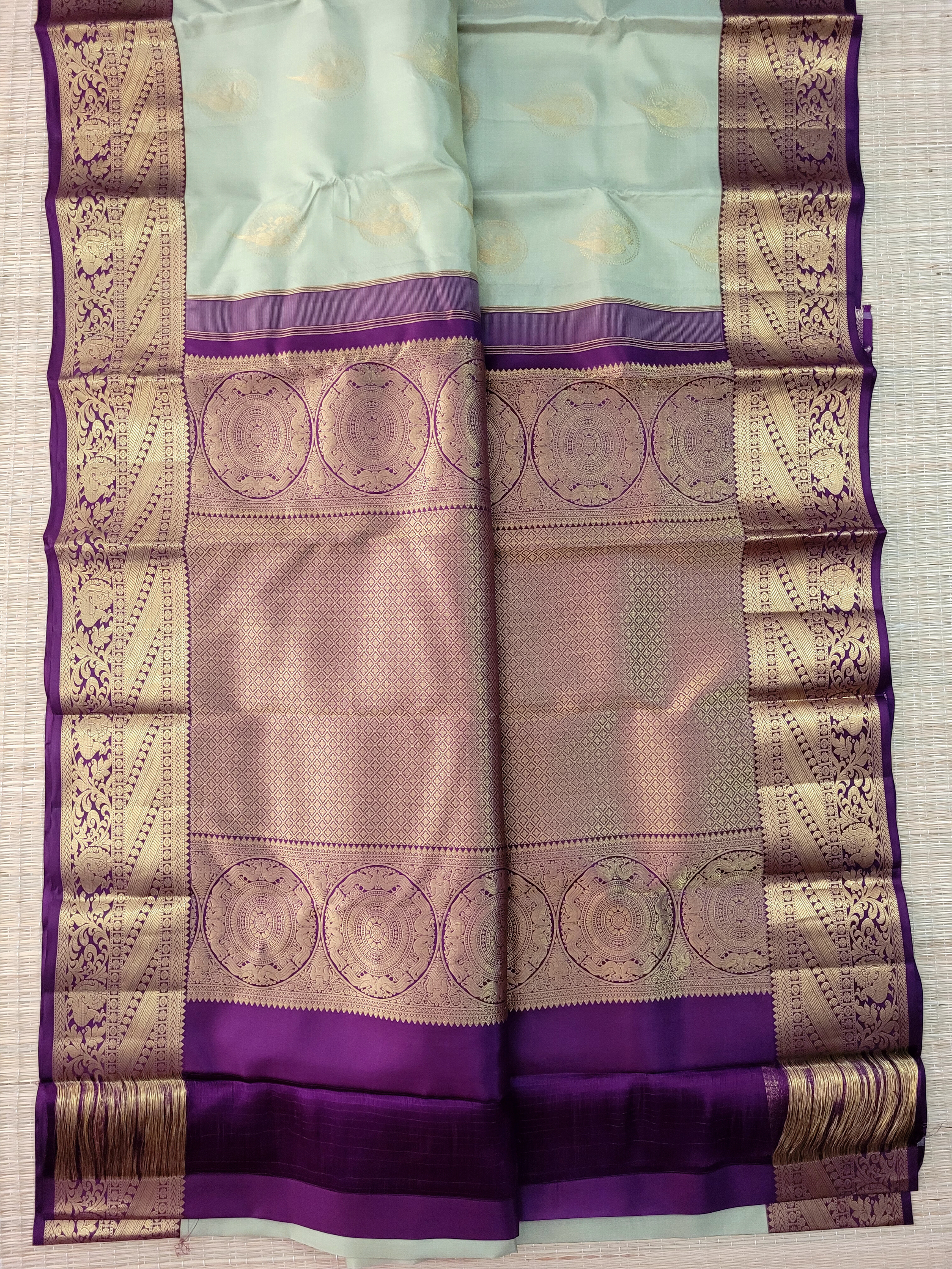 cardamom Green Korvai Kanchipuram Handloom Silk Saree