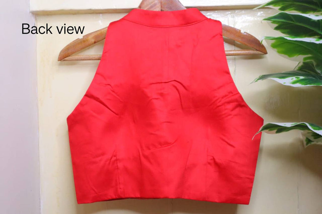 Cotton Silk High Neck Blouse
