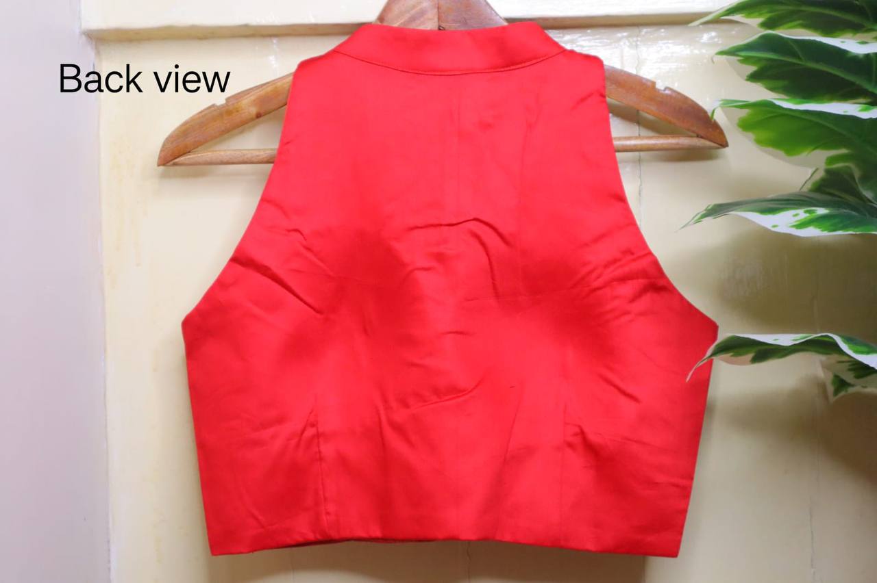 Cotton Silk High Neck Blouse