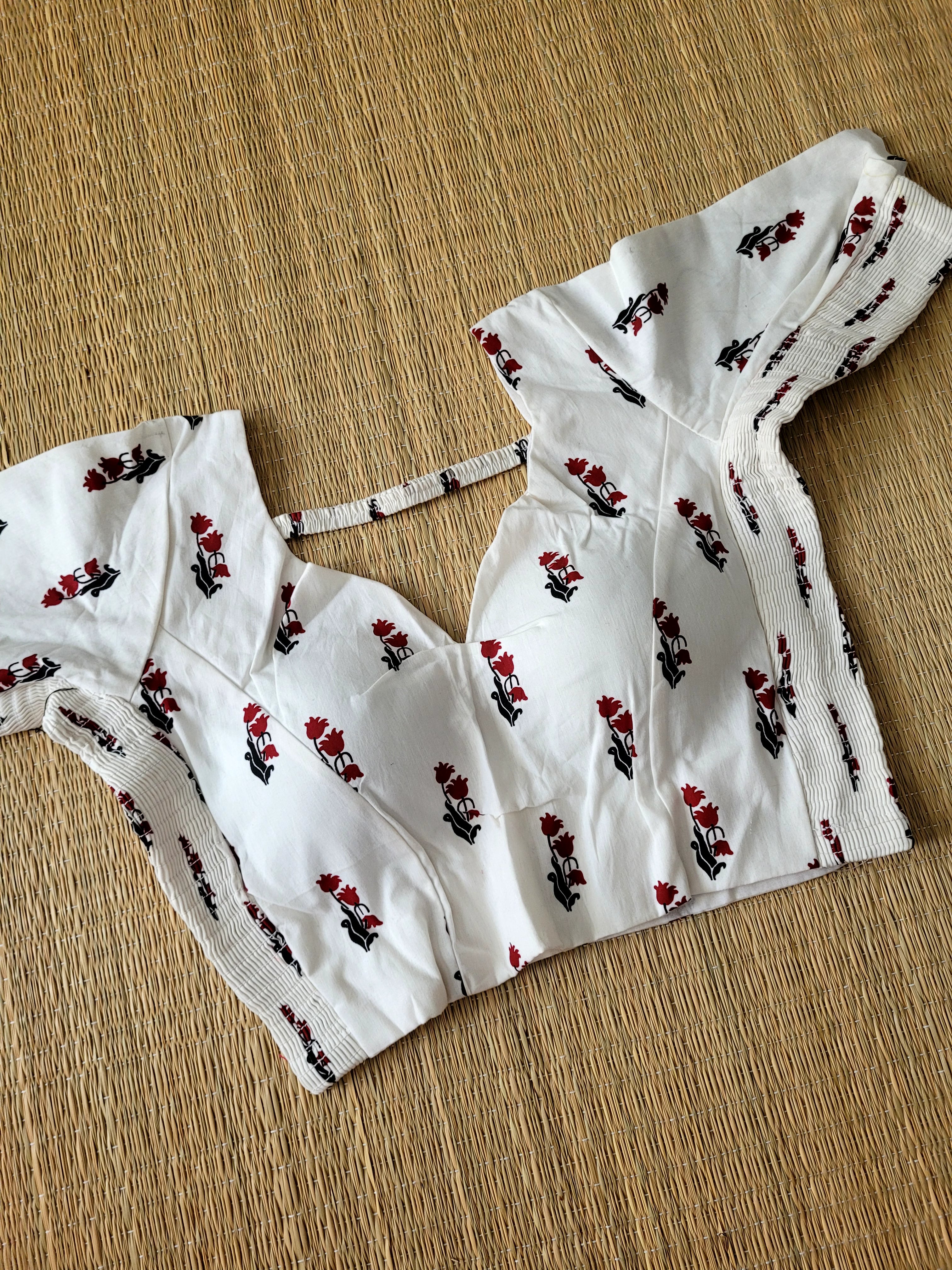 Stretchable Cotton Block Printed Blouse