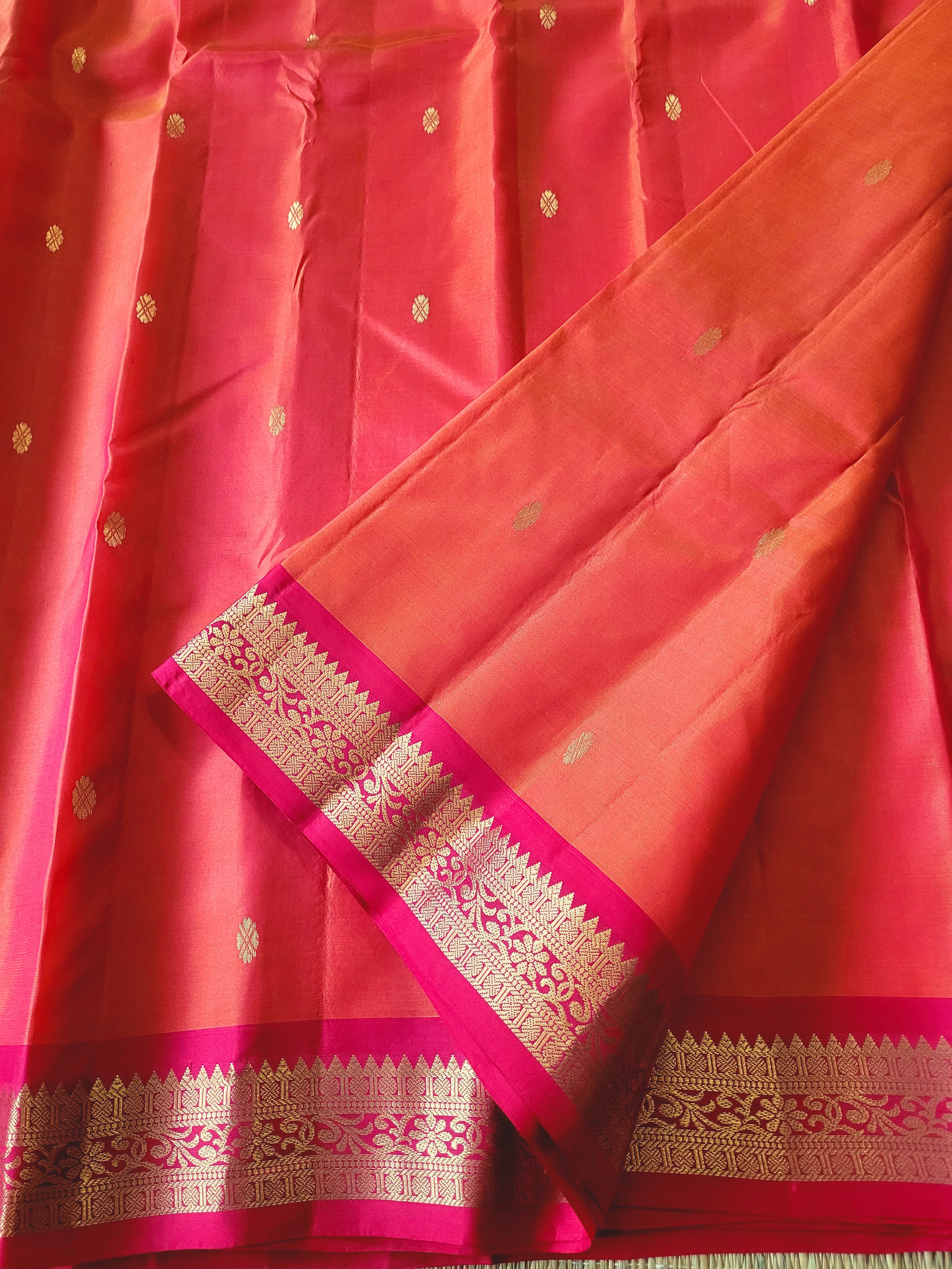 Peach Kanchipuram Handloom Silk Saree
