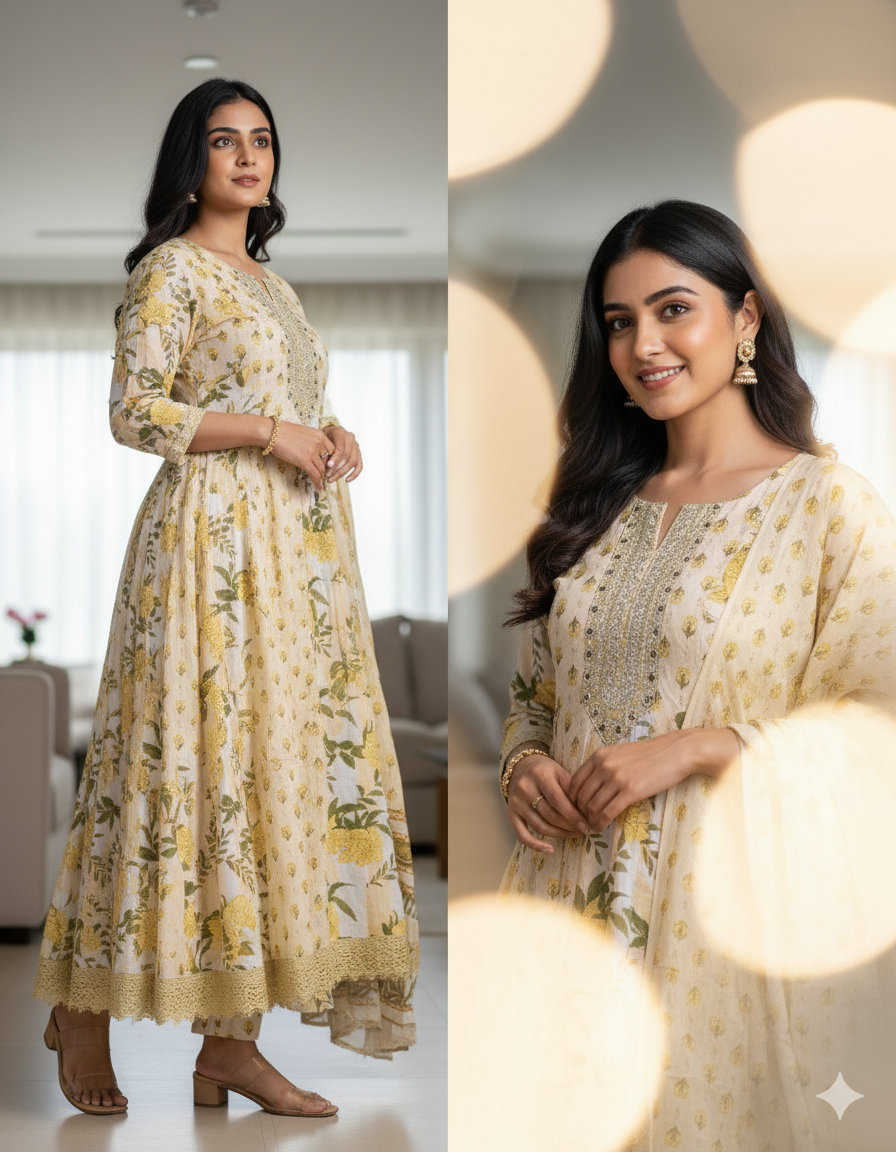 Cotton Printed Anarkali Suit