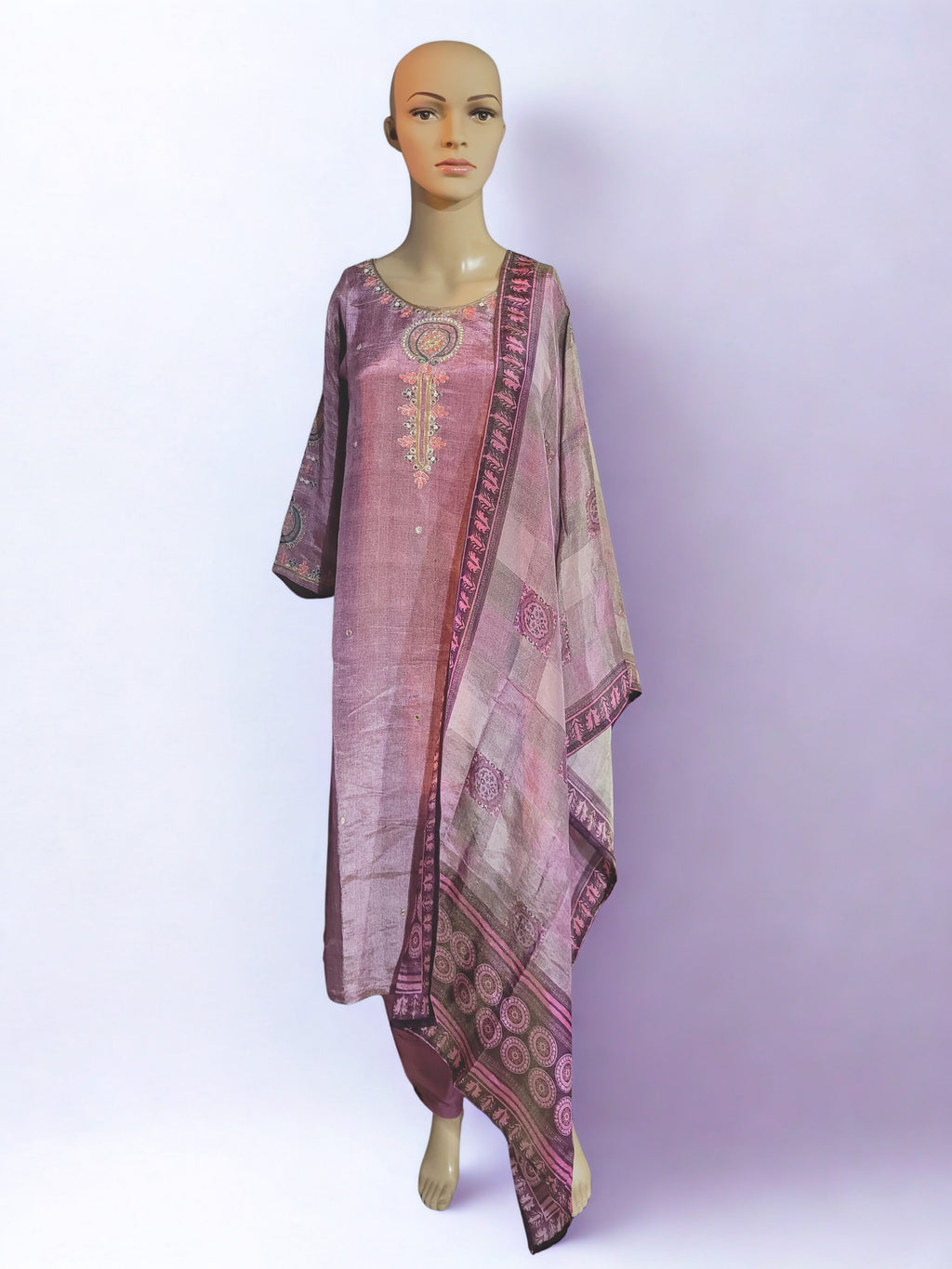 Tissue Shimmer Salwar Suit With Embroidery