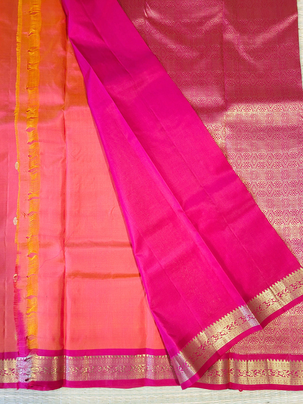 Orange Kanchipuram Handloom Silk Saree