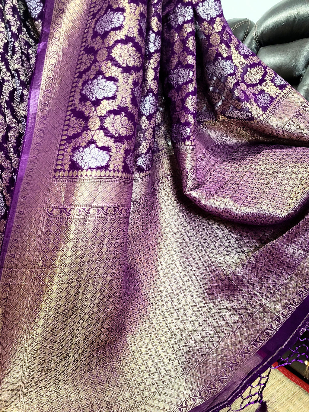 Premium Khadi Banaras Georgette Saree