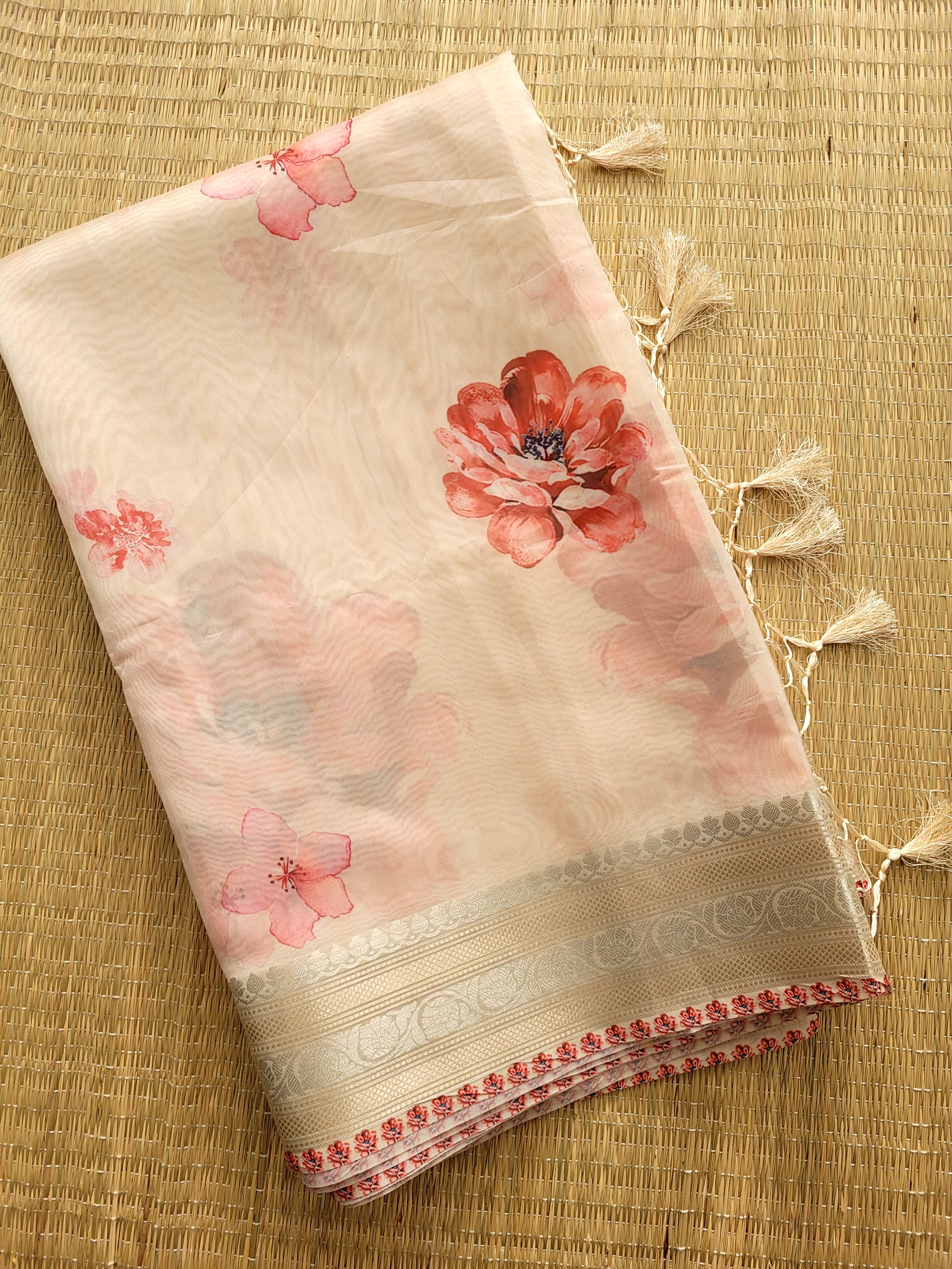 Organza Banaras Saree With Blouse