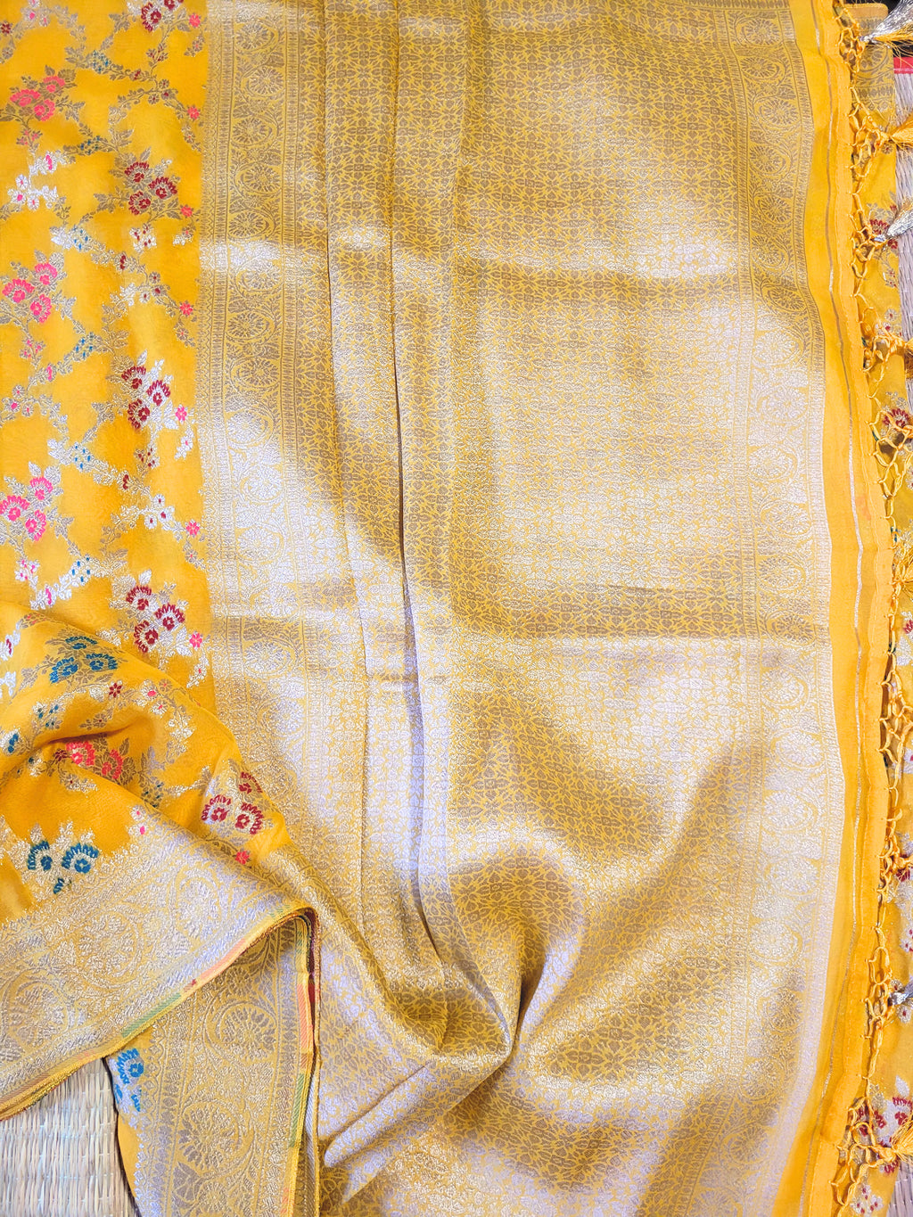 Pure Georgette Banaras Saree With Banaras Blouse
