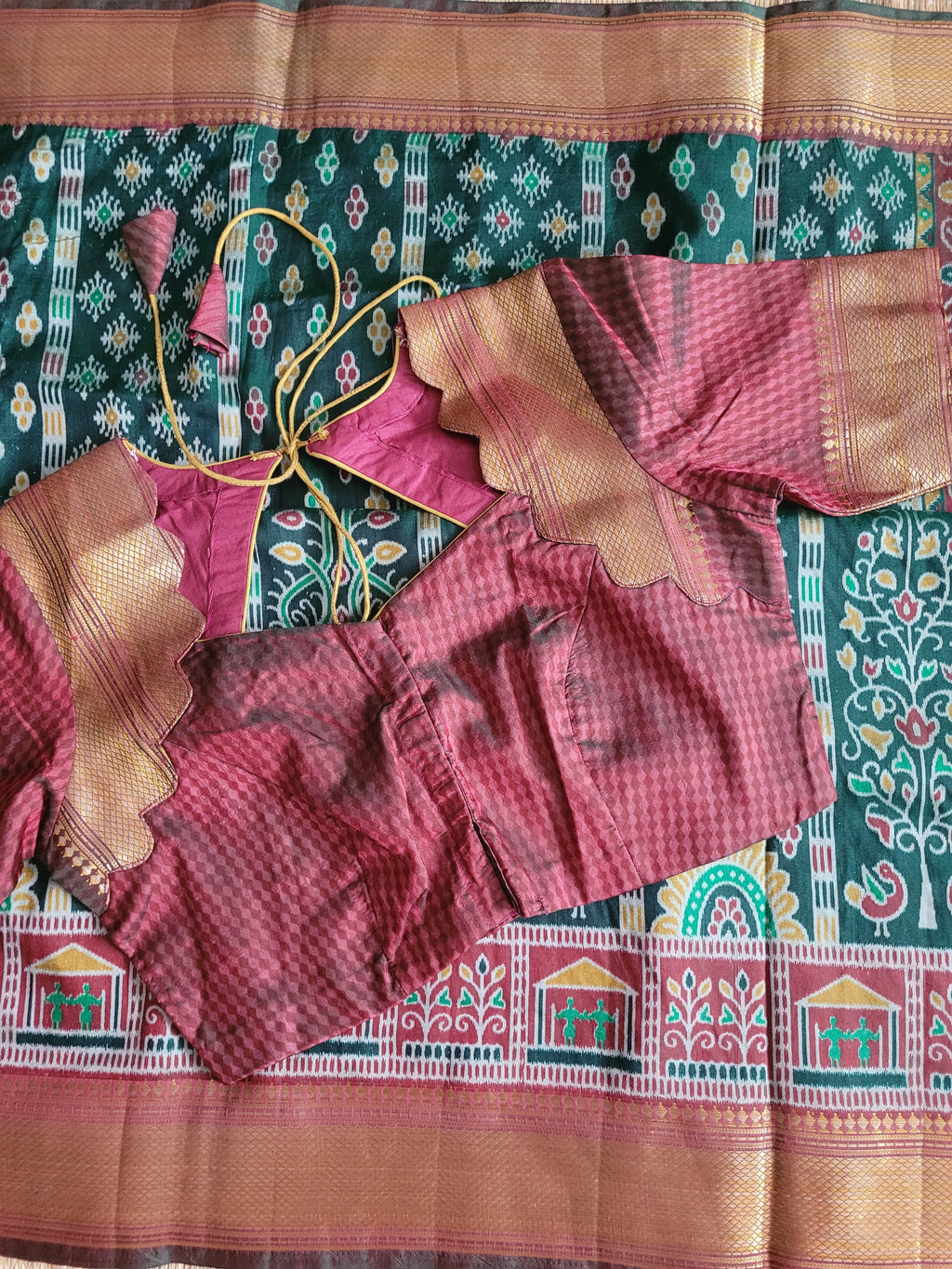 Semi Silk Saree With Pre-stitched Blouse