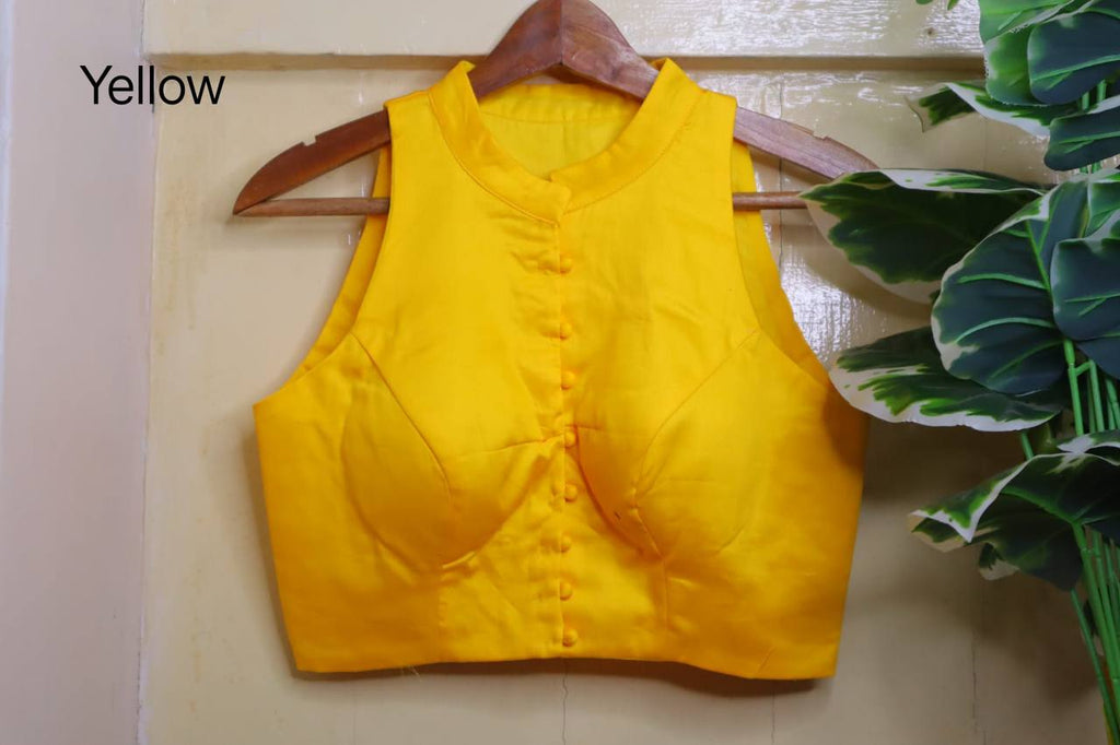 Cotton Silk High Neck Blouse