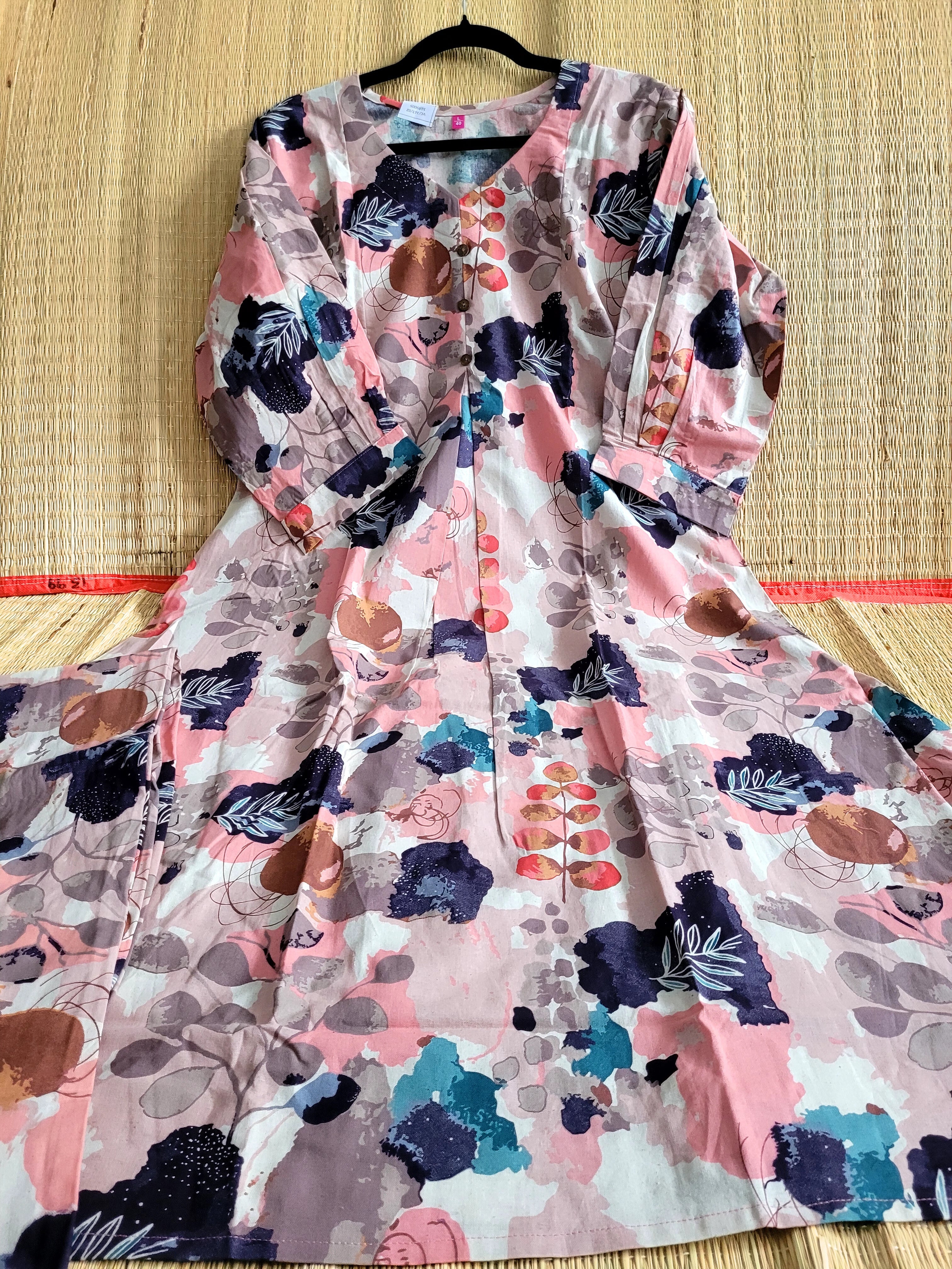 Cotton Printed A line Kurti With Pant