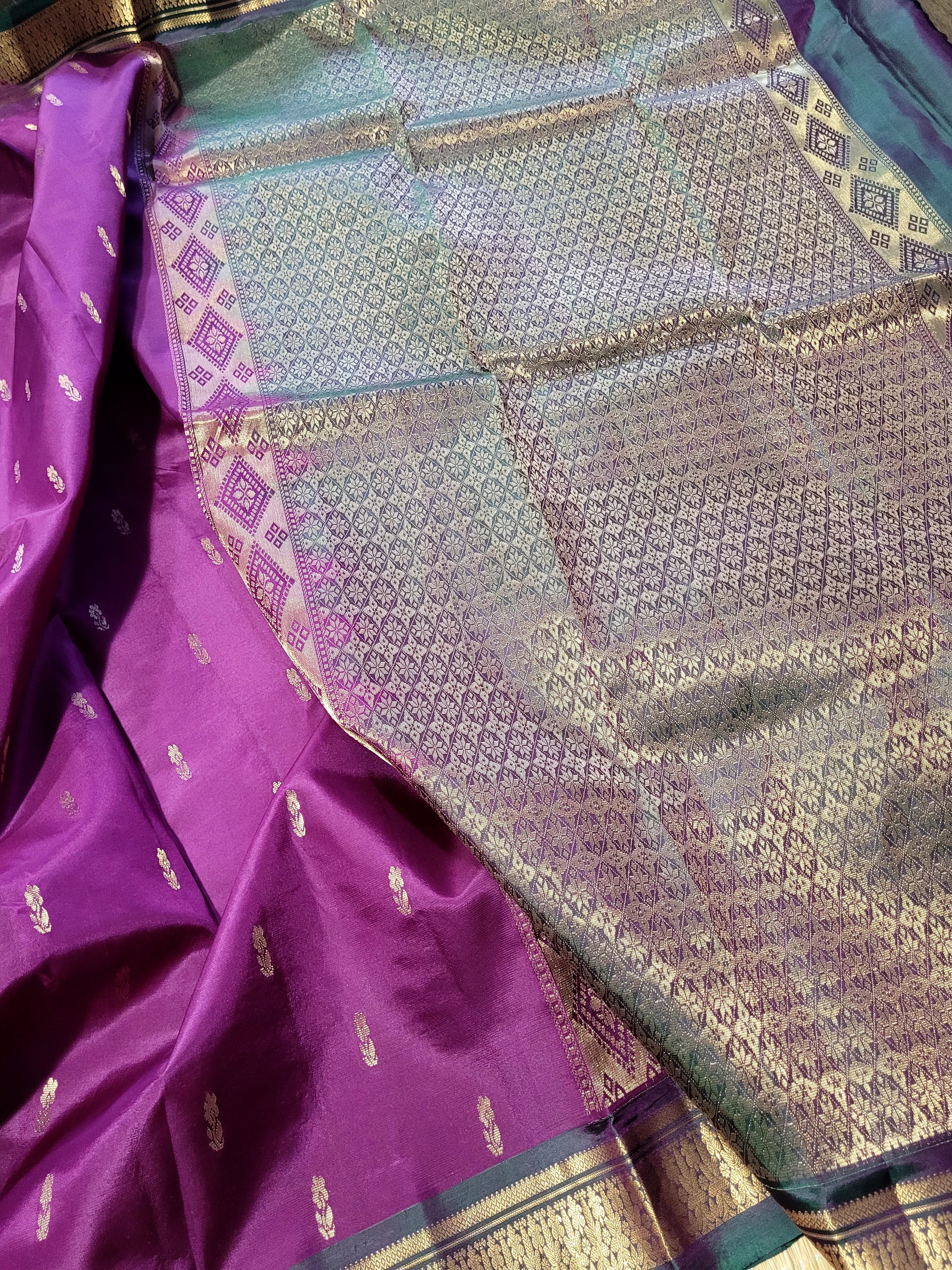 Purple Kanchipuram Handloom Silk Saree