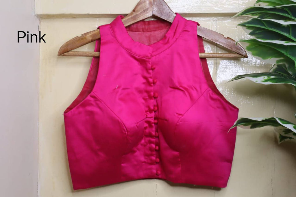 Cotton Silk High Neck Blouse
