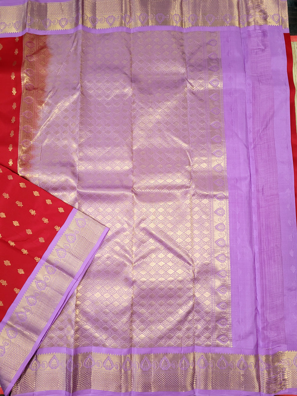 Chilli Red Pure Korvai Kanchipuram Handloom Silk Saree