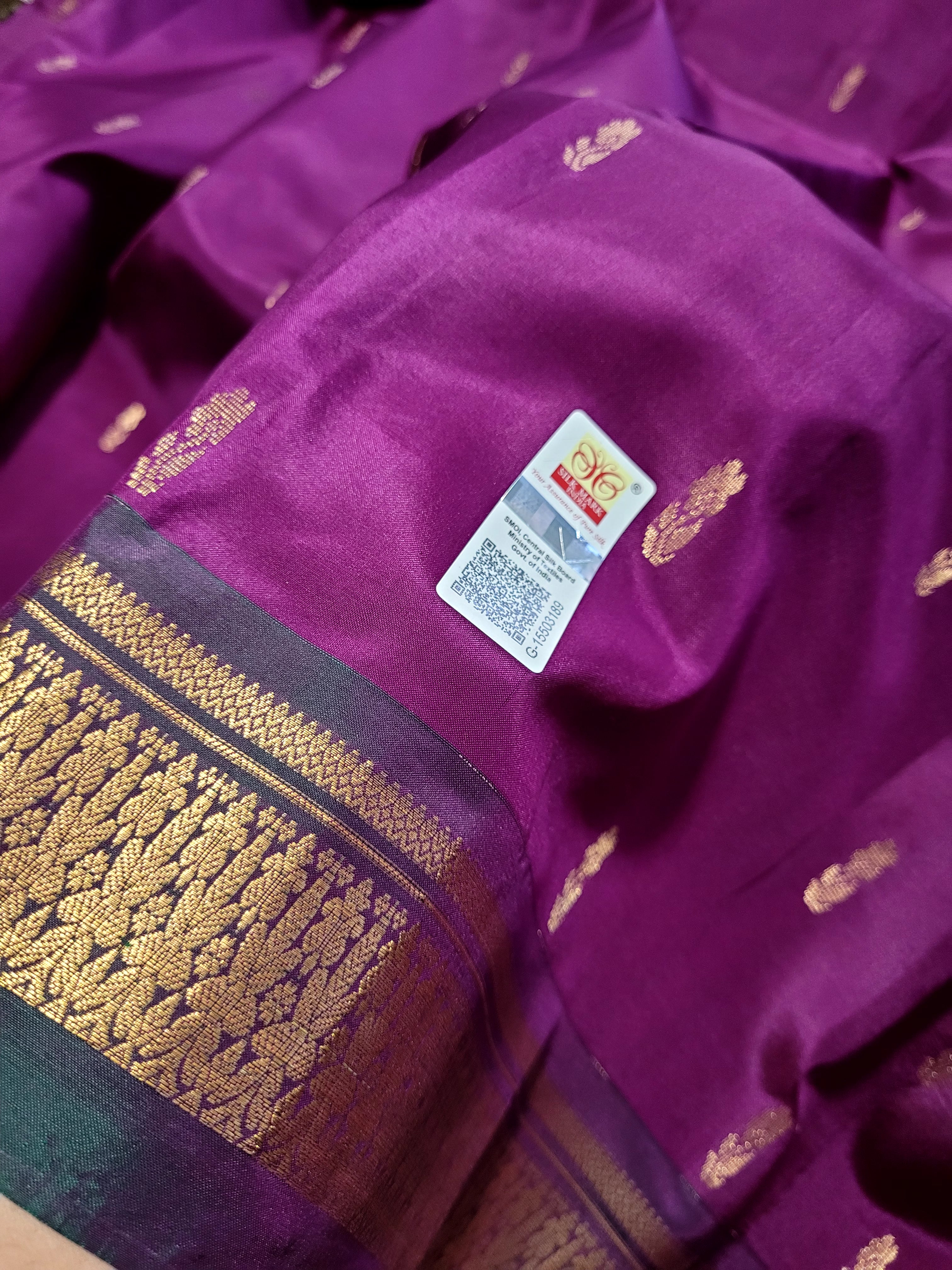 Purple Kanchipuram Handloom Silk Saree
