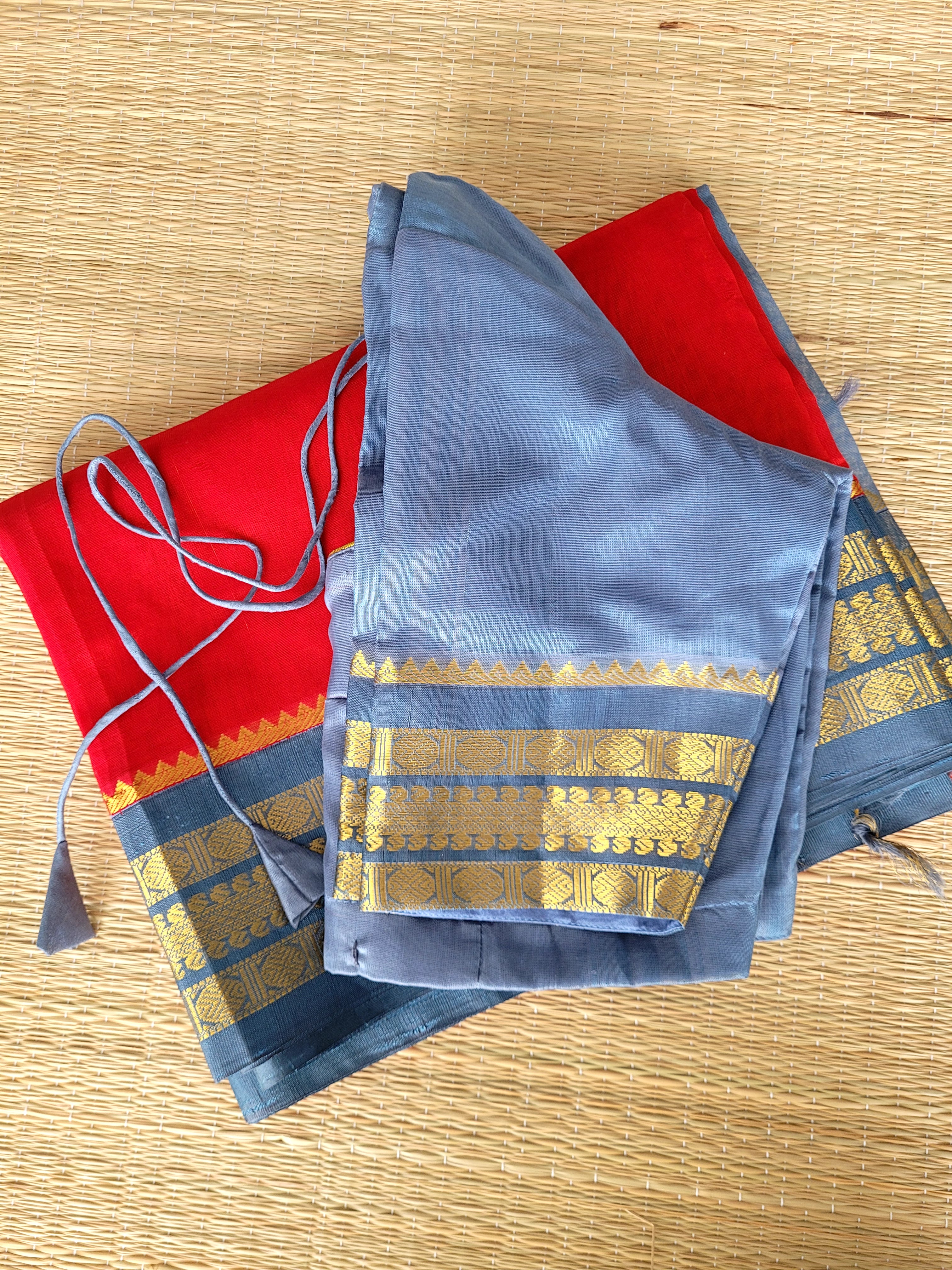 Red Kanjivaram Sico Saree With Blouse