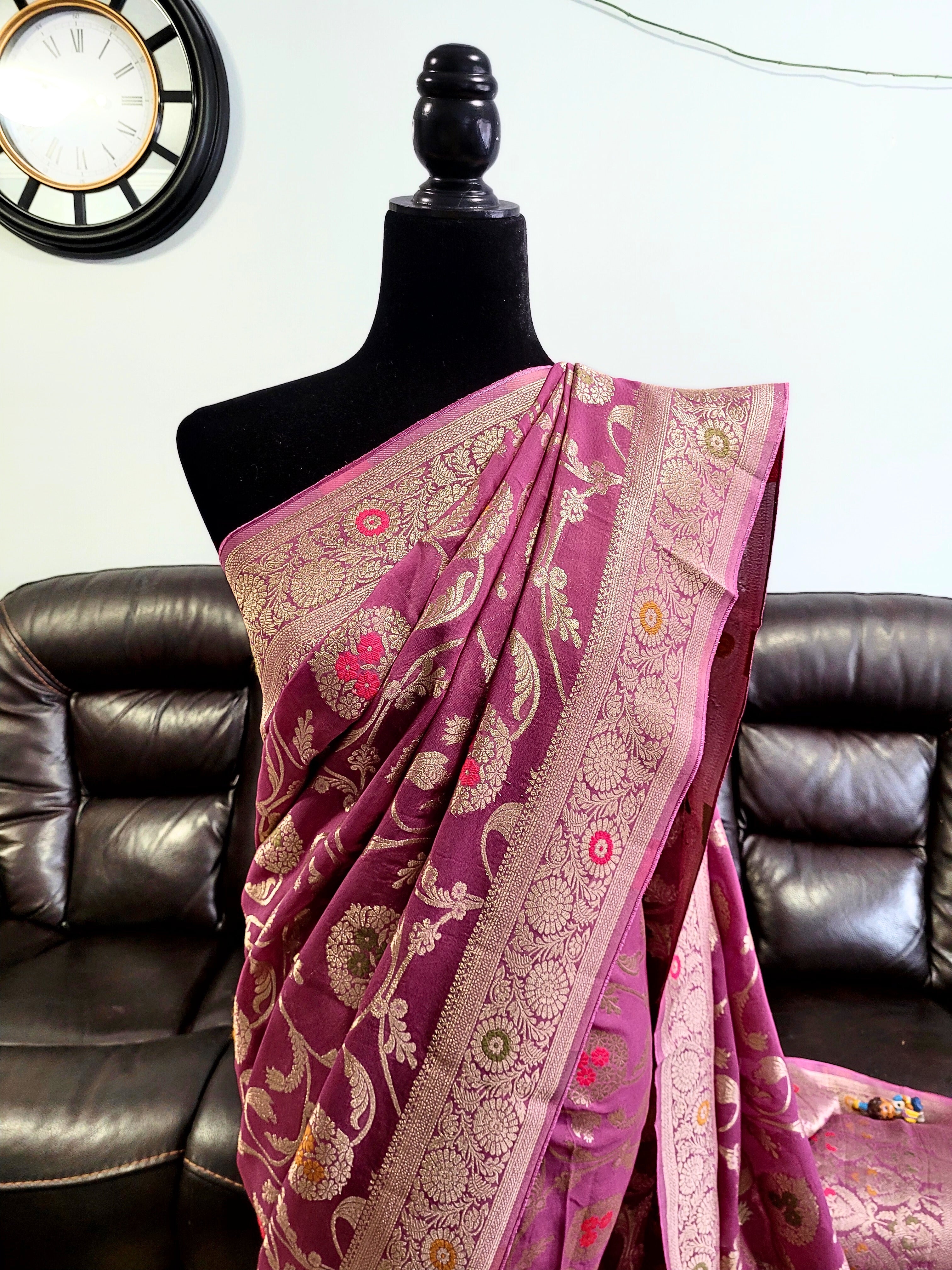 Premium Khadi Banaras Georgette Saree