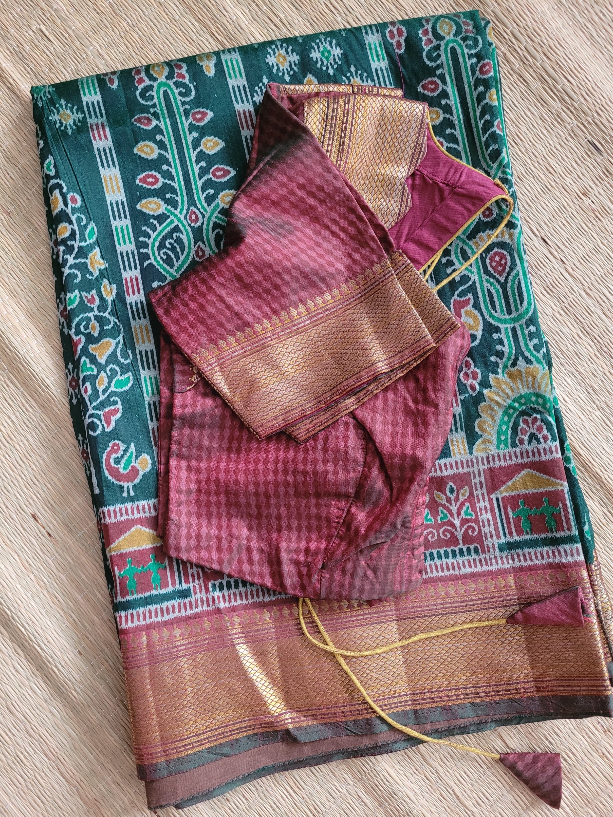 Semi Silk Saree With Pre-stitched Blouse