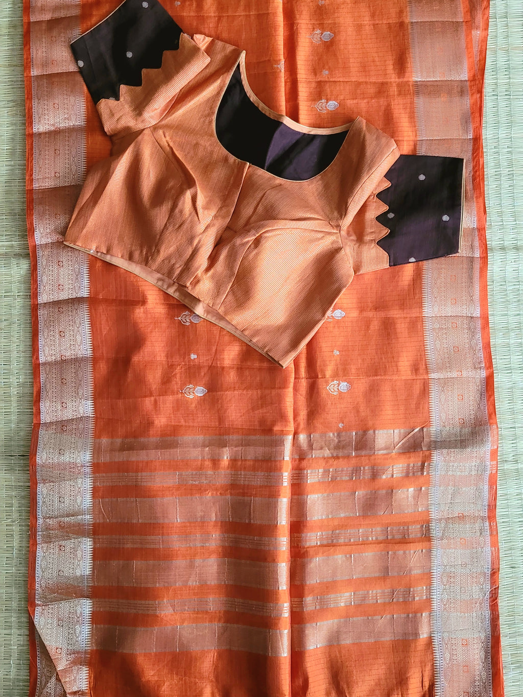 Semi Silk Saree With Pre-stitched Blouse