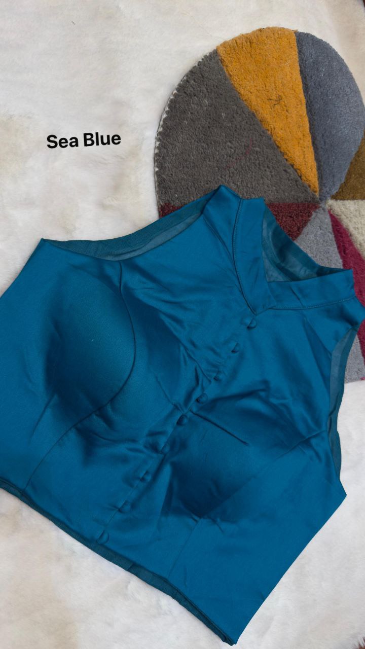 Cotton Silk High Neck Blouse