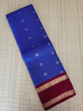 Royal Blue Kanchipuram Zari Checks Handloom Silk Saree