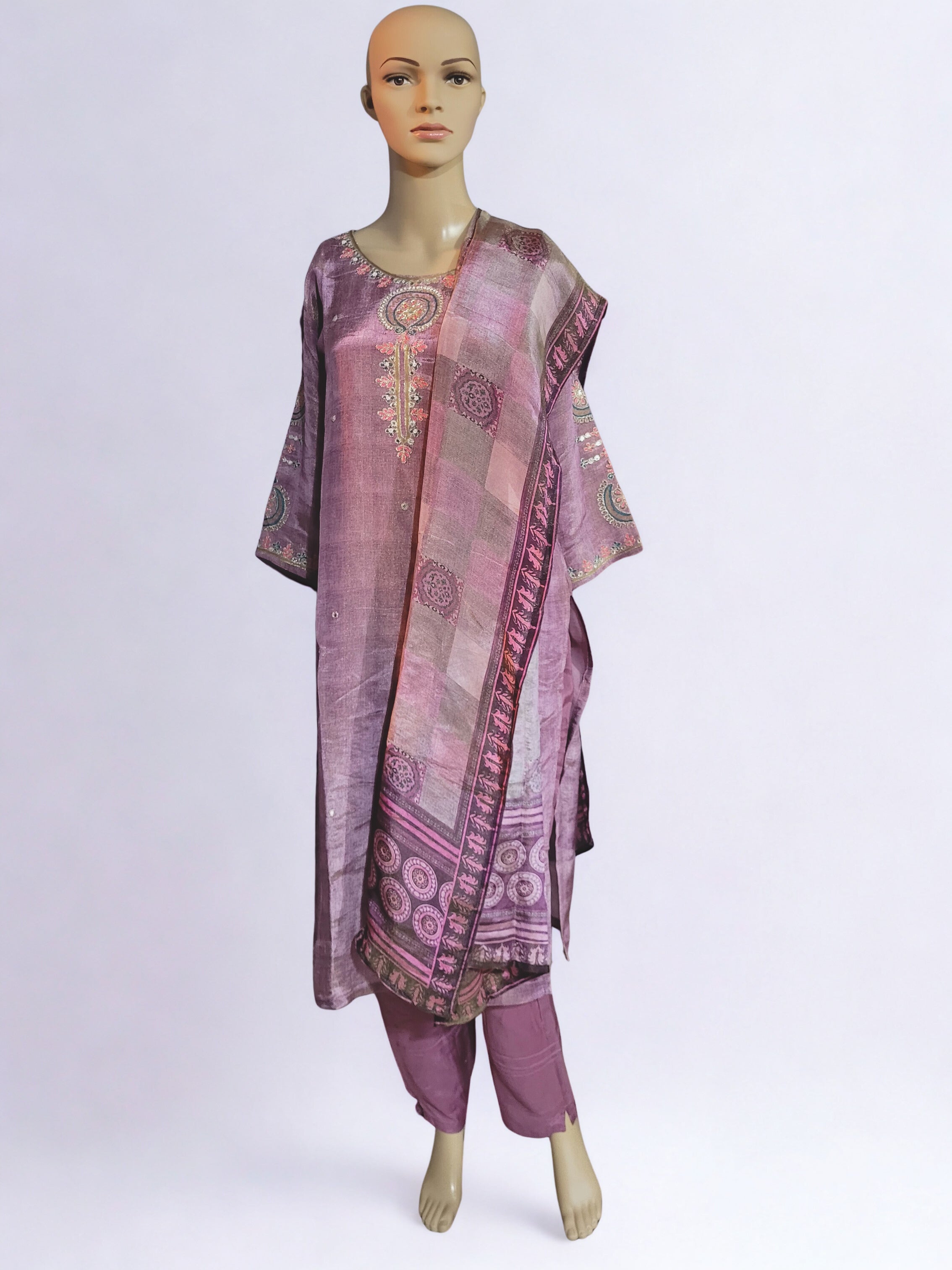 Tissue Shimmer Salwar Suit With Embroidery