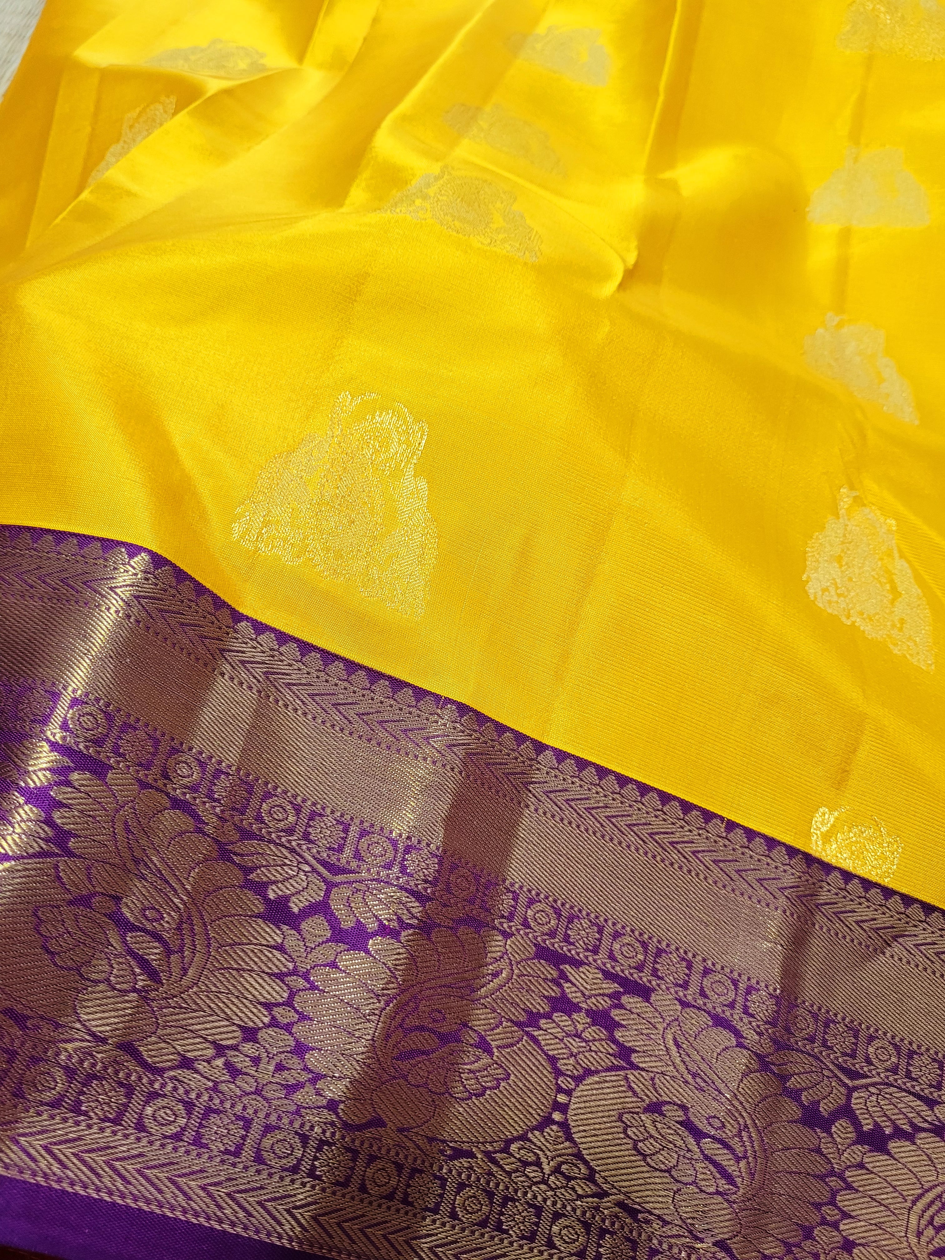 Yellow Korvai Kanchipuram Handloom Silk Saree