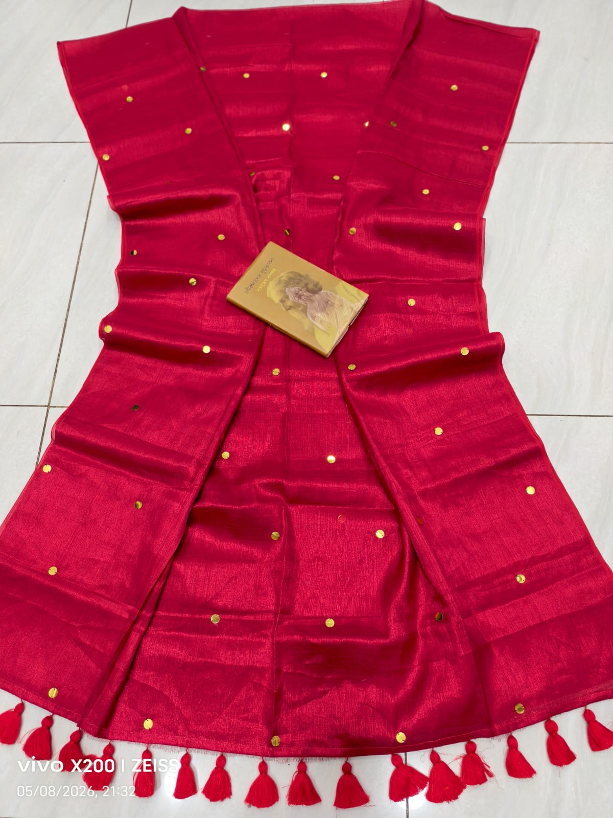Red Hued Tissue Gini Saree