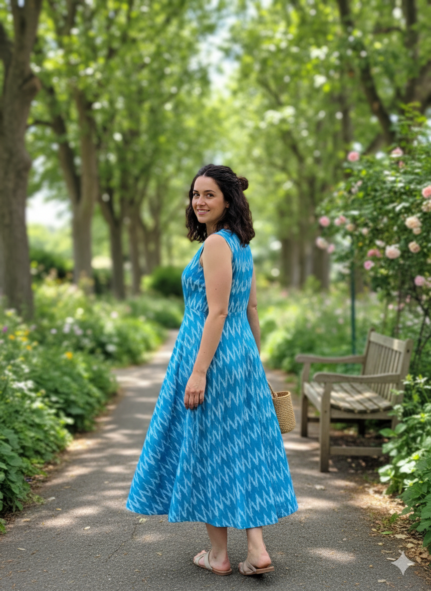 Ikkat Cotton Gown