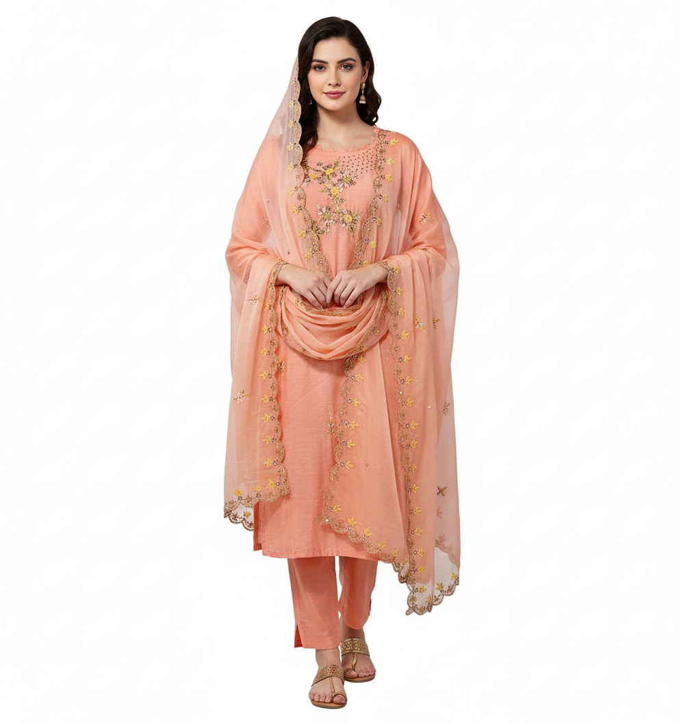 Salwar Suit With Organza Dupatta
