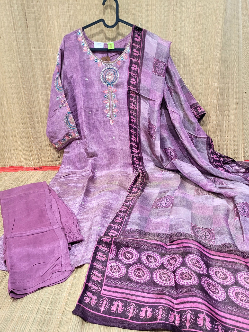 Tissue Shimmer Salwar Suit With Embroidery