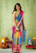 Multicolor Checkered Mul Cotton Saree