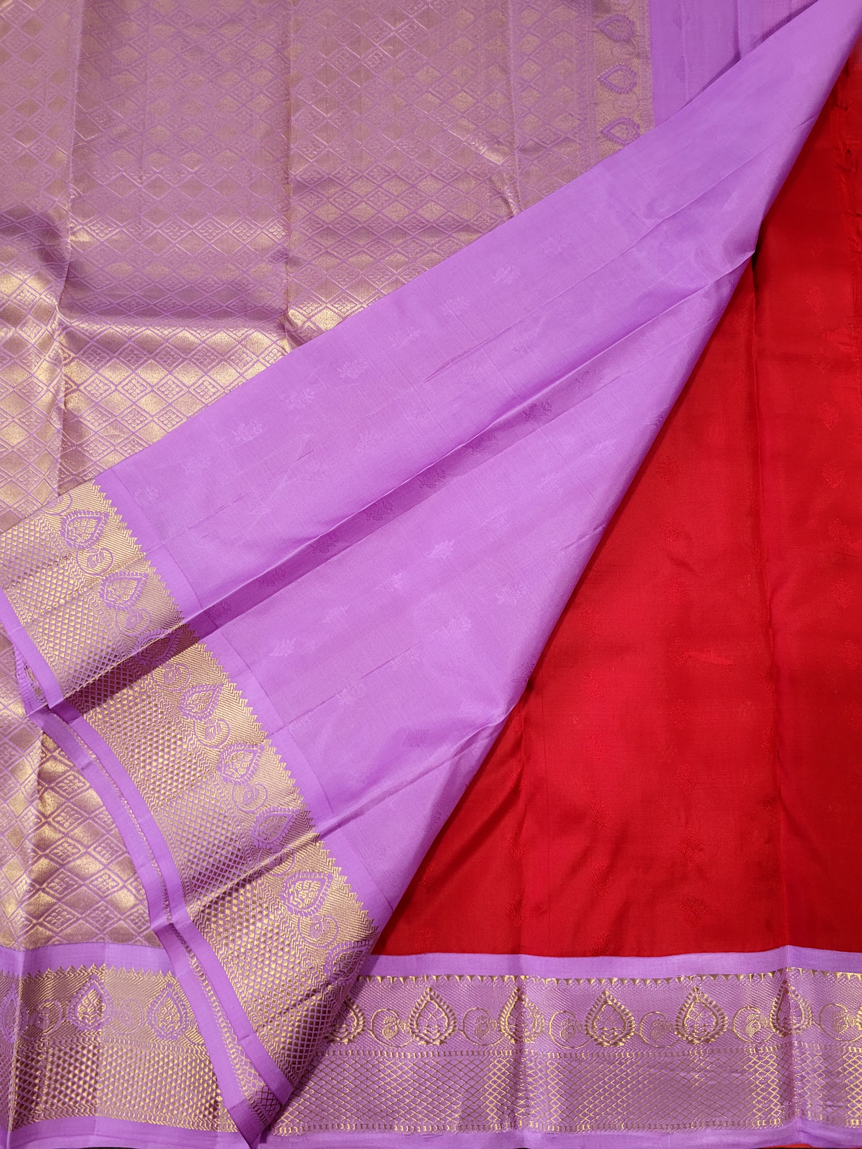 Chilli Red Pure Korvai Kanchipuram Handloom Silk Saree