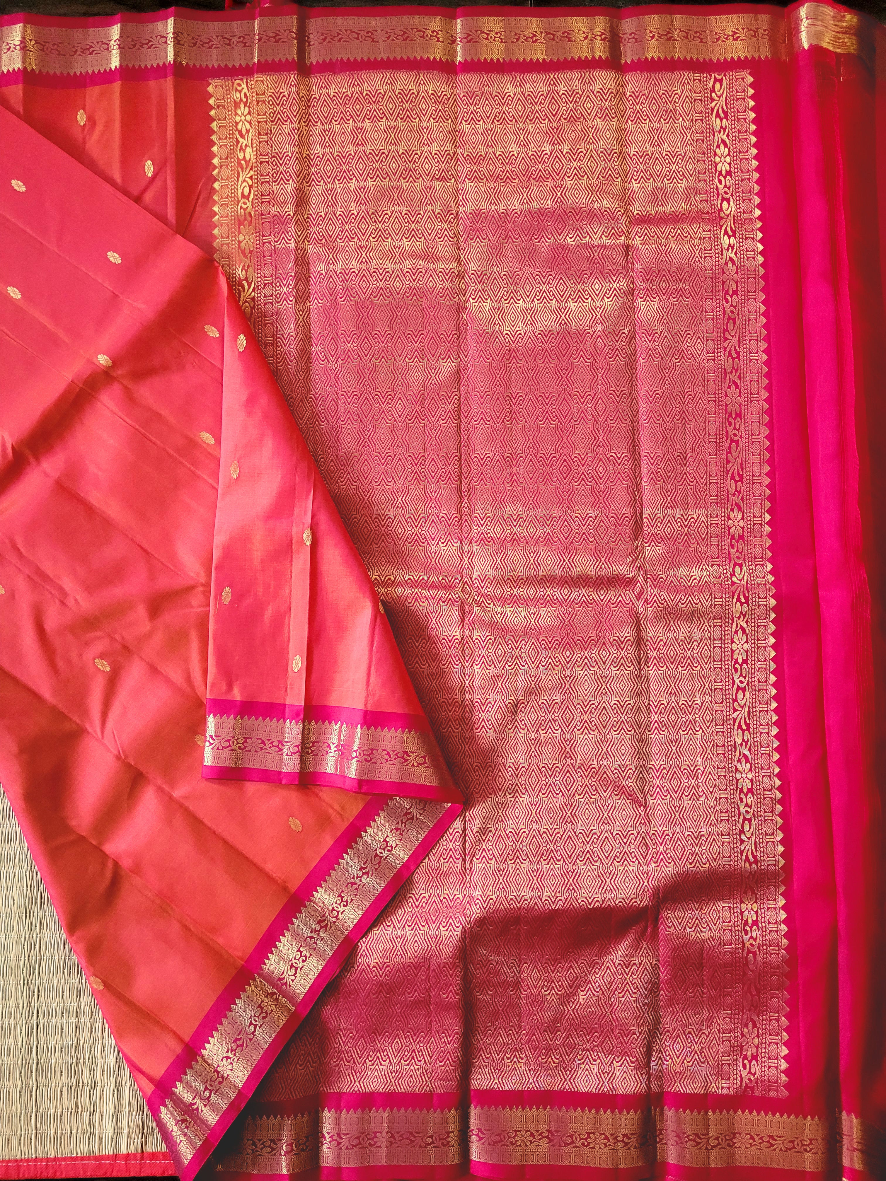 Peach Kanchipuram Handloom Silk Saree